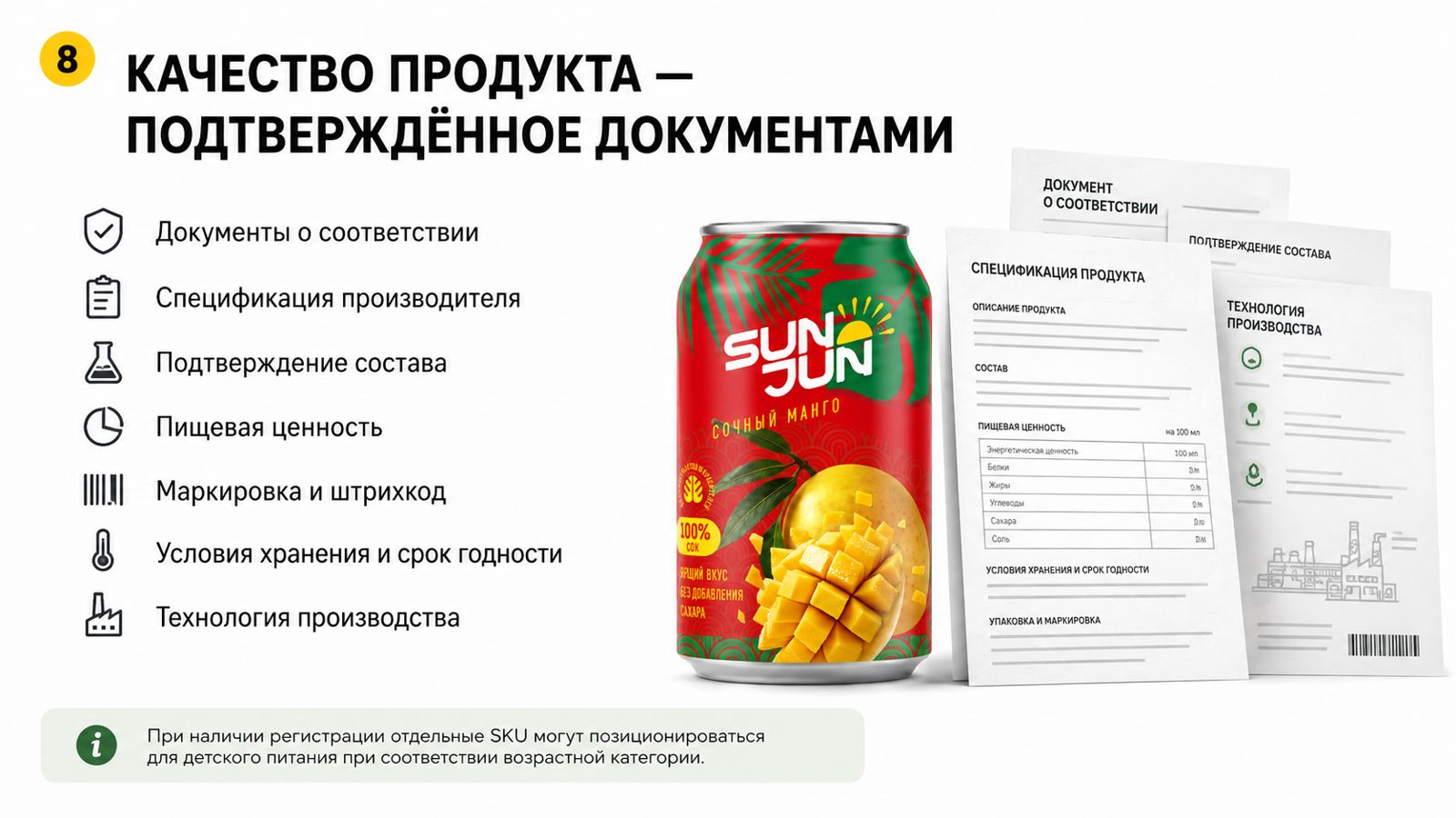 Документы на соки SUN JUN